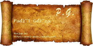 Paál Géza névjegykártya